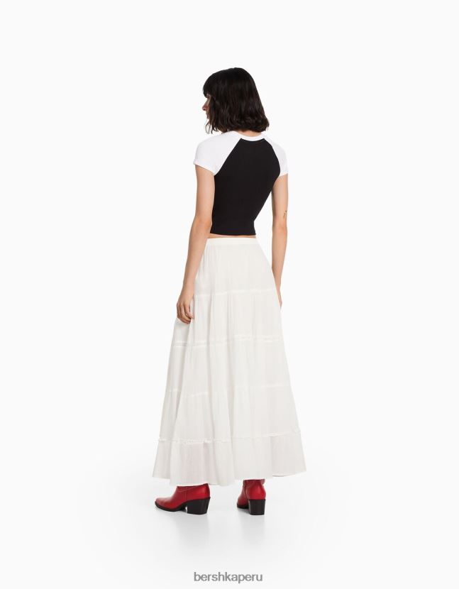 crema Bershka mujer falda bohemia larga de algodón 806J6B1917
