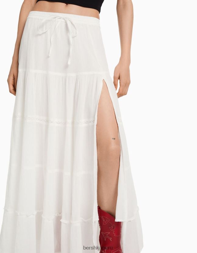 crema Bershka mujer falda bohemia larga de algodón 806J6B1917