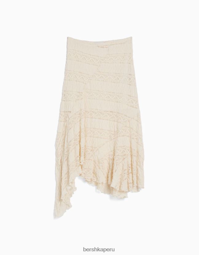 crema Bershka mujer falda midi asimétrica de encaje rubio 806J6B1916