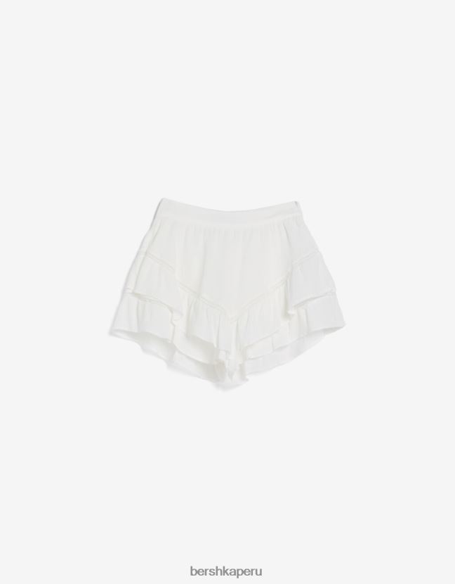 crema Bershka mujer falda pantalón de crepé con volantes 806J6B1918