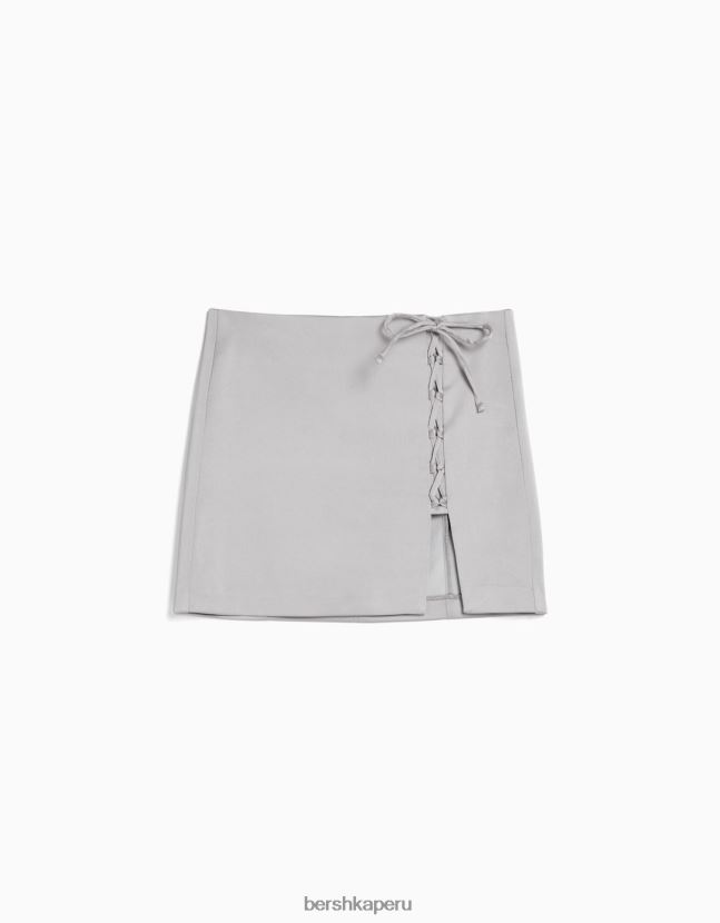 gris Bershka mujer minifalda de satén con cordones 806J6B1667