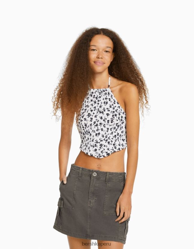 gris oscuro Bershka mujer minifalda cargo de algodón 806J6B4049