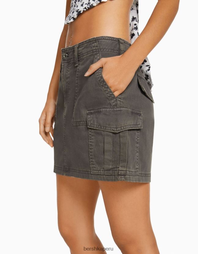 gris oscuro Bershka mujer minifalda cargo de algodón 806J6B4049