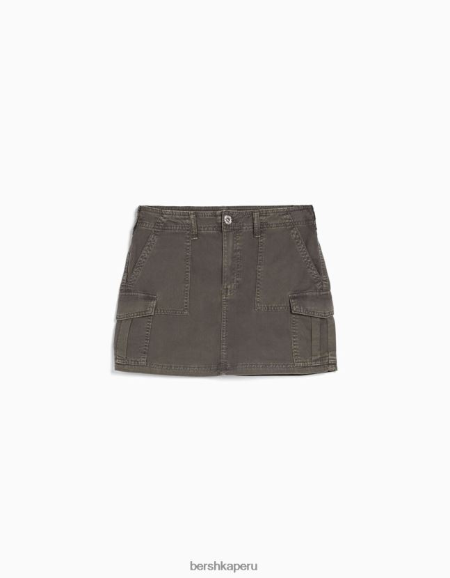gris oscuro Bershka mujer minifalda cargo de algodón 806J6B4049