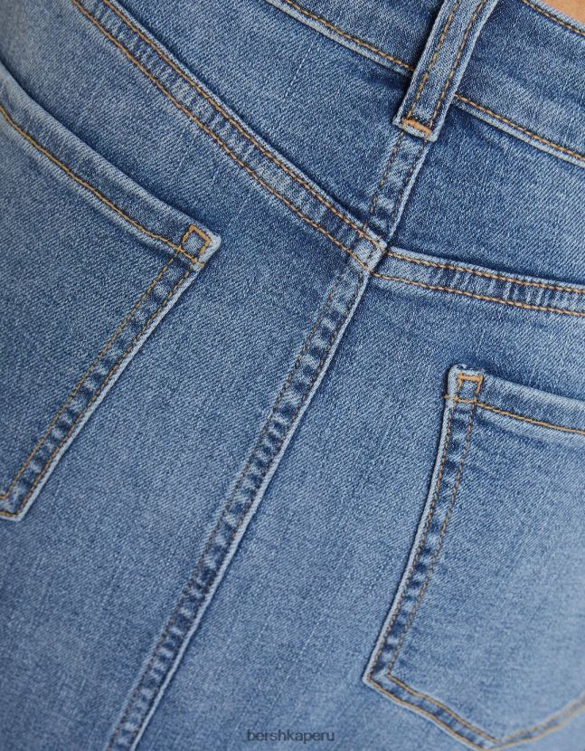 lavado azul Bershka mujer falda larga de mezclilla con ajuste relajado 806J6B1615