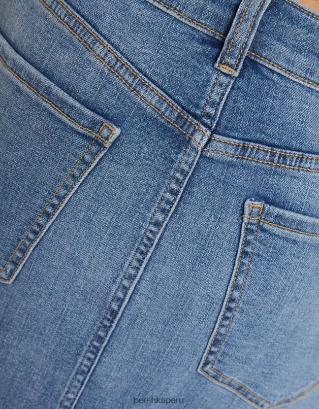 lavado azul Bershka mujer falda larga de mezclilla con ajuste relajado 806J6B1952