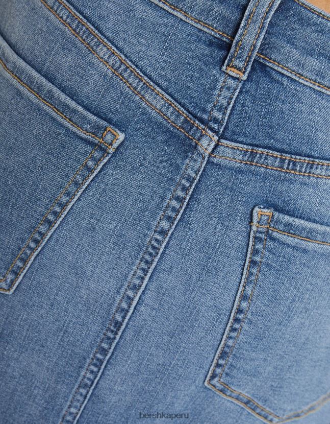 lavado azul Bershka mujer falda larga de mezclilla con ajuste relajado 806J6B1961
