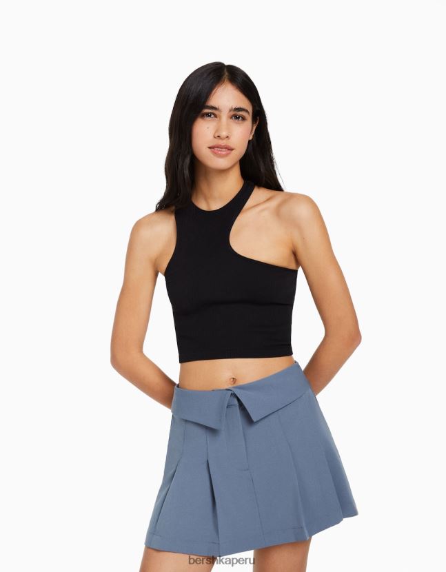 lavado azul Bershka mujer minifalda de vestir con pliegues 806J6B1621