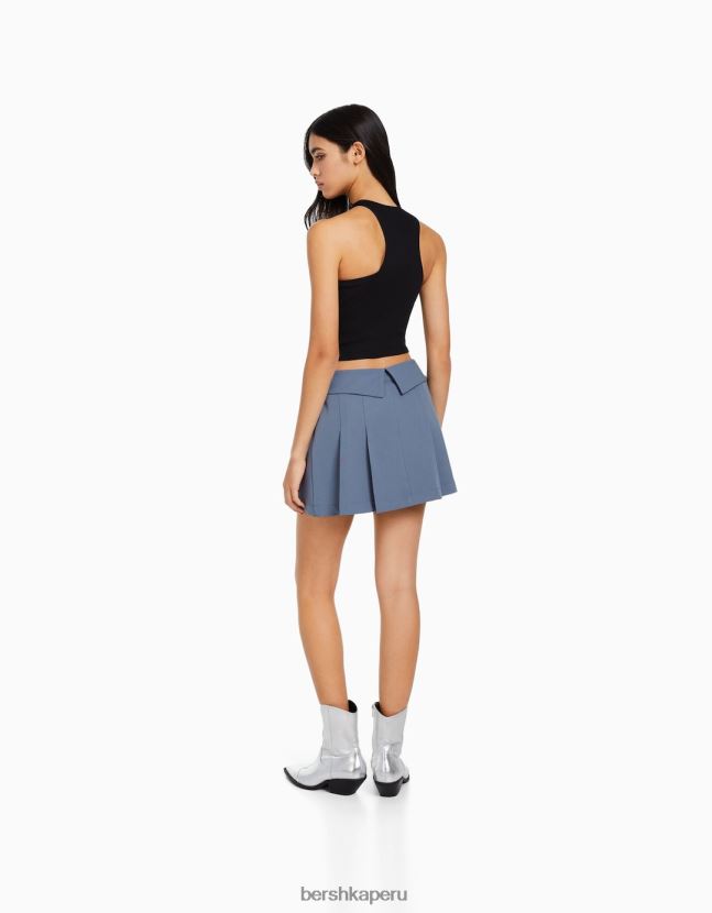 lavado azul Bershka mujer minifalda de vestir con pliegues 806J6B1621