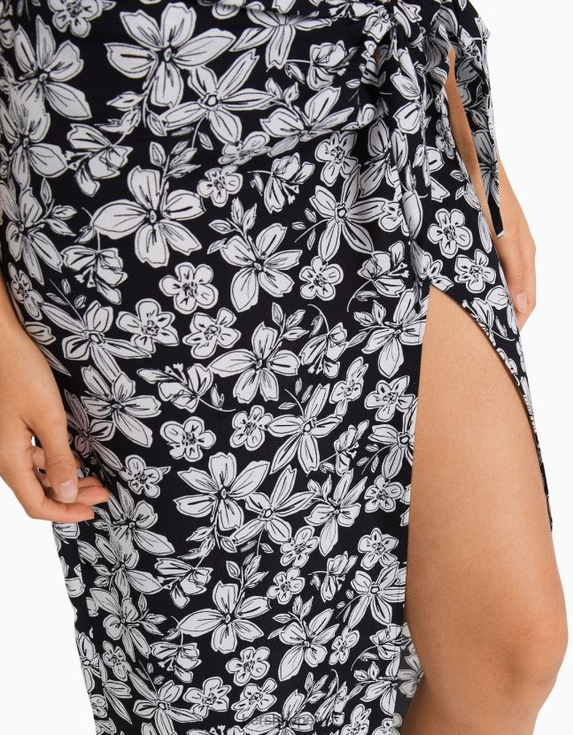 negro Bershka mujer falda midi con estampado floral 806J6B1627