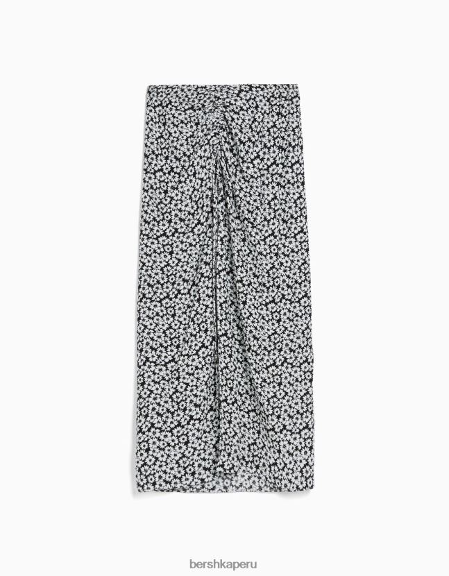 negro Bershka mujer falda midi con estampado floral 806J6B1628