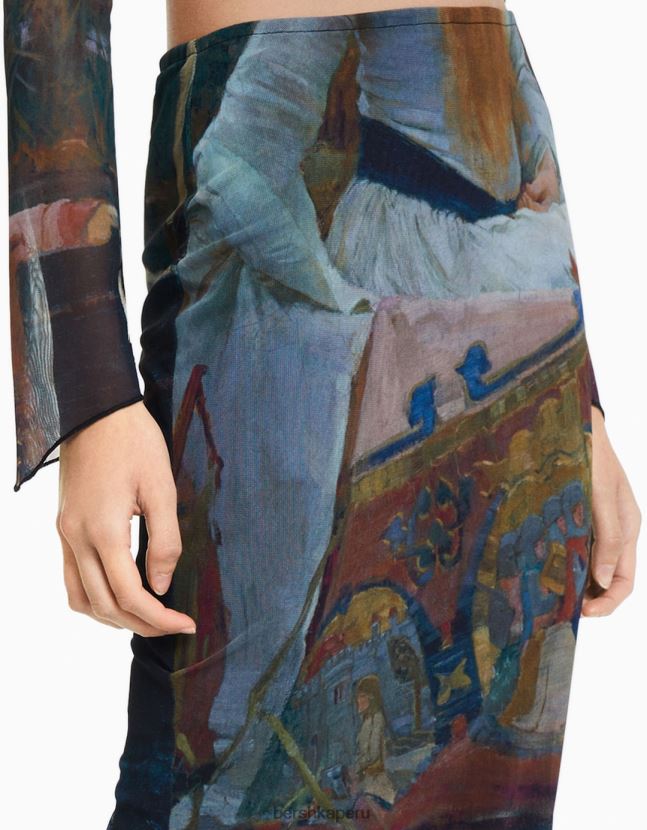 negro Bershka mujer falda midi de tul serie art 806J6B1644