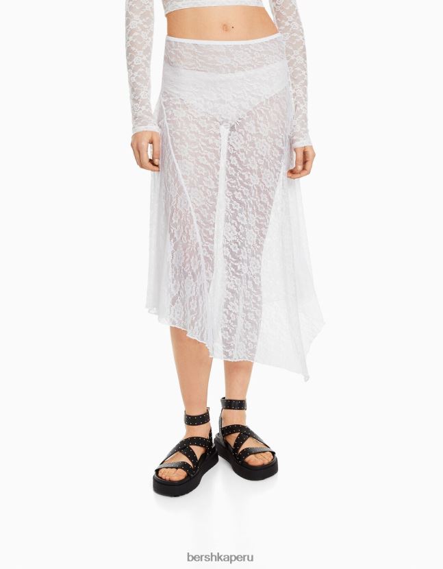 otro Bershka mujer falda midi asimétrica de encaje 806J6B1665