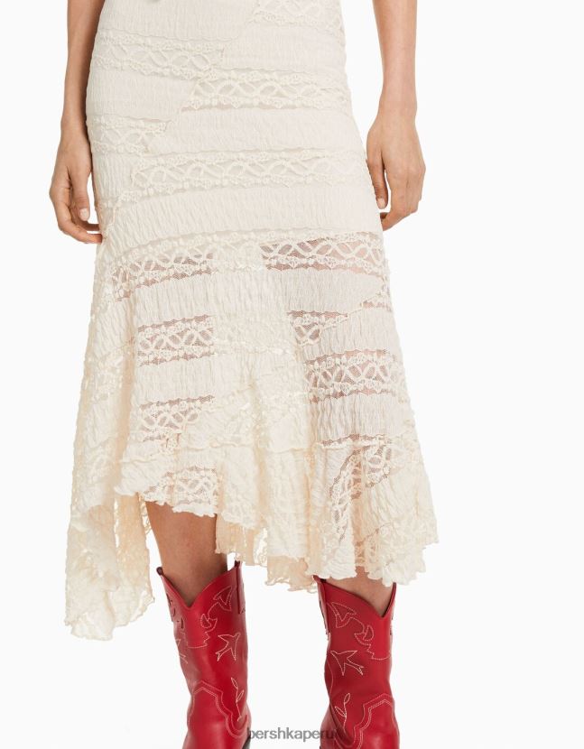 otro Bershka mujer falda midi asimétrica de encaje rubio 806J6B1612