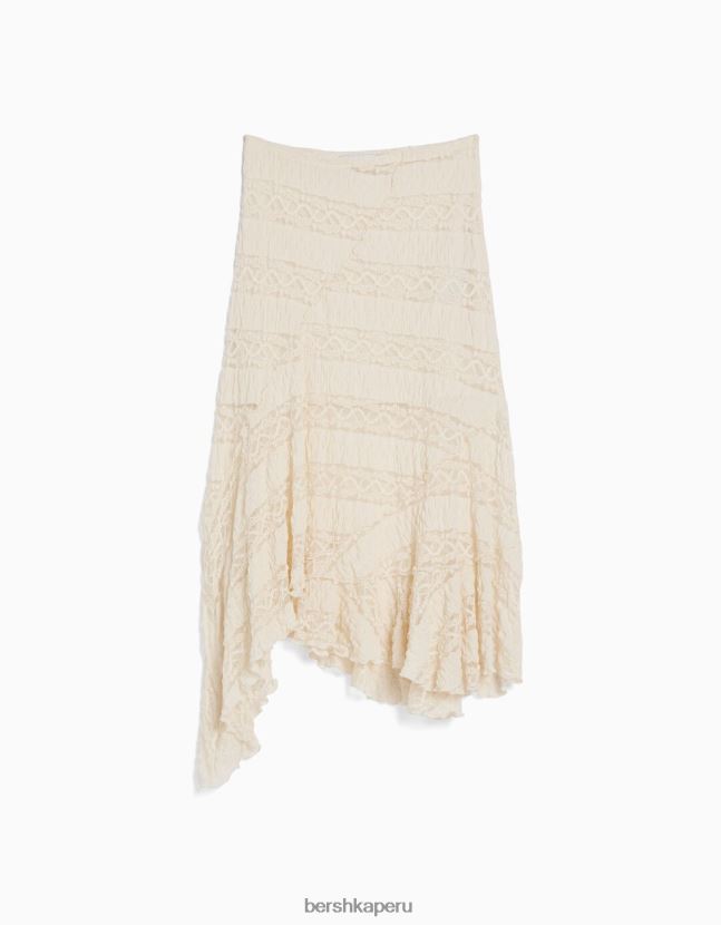 otro Bershka mujer falda midi asimétrica de encaje rubio 806J6B1612