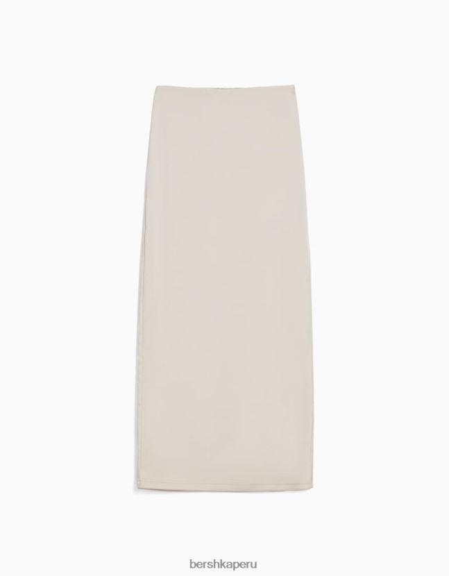 otro Bershka mujer falda midi de raso con abertura lateral 806J6B1617