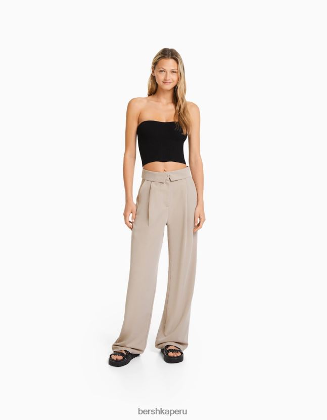 arena Bershka mujer pantalones de vestir con vuelta en la cintura 806J6B1428