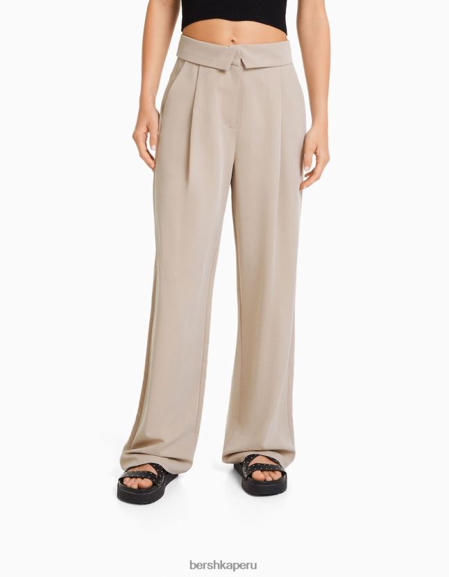 arena Bershka mujer pantalones de vestir con vuelta en la cintura 806J6B1428