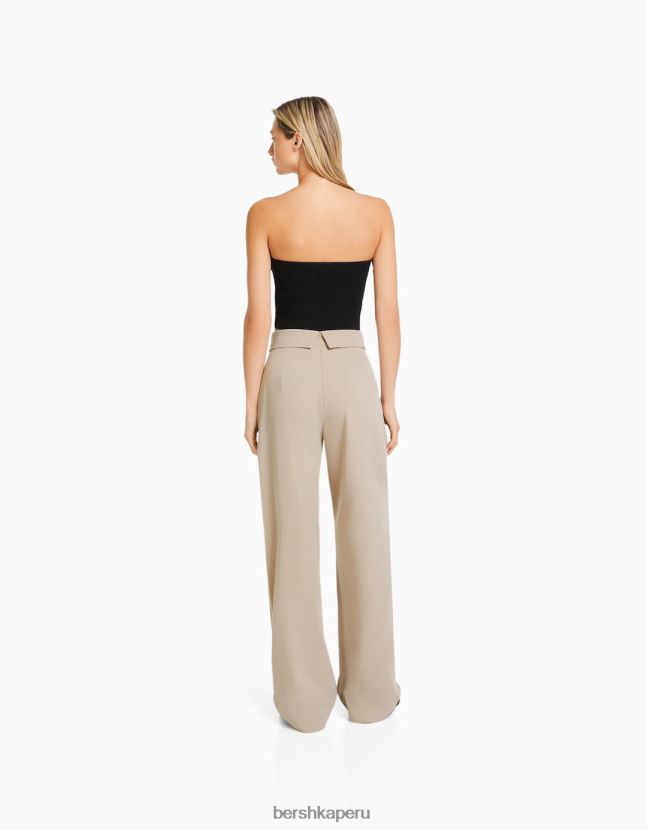 arena Bershka mujer pantalones de vestir con vuelta en la cintura 806J6B1428
