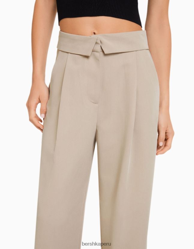 arena Bershka mujer pantalones de vestir con vuelta en la cintura 806J6B1428