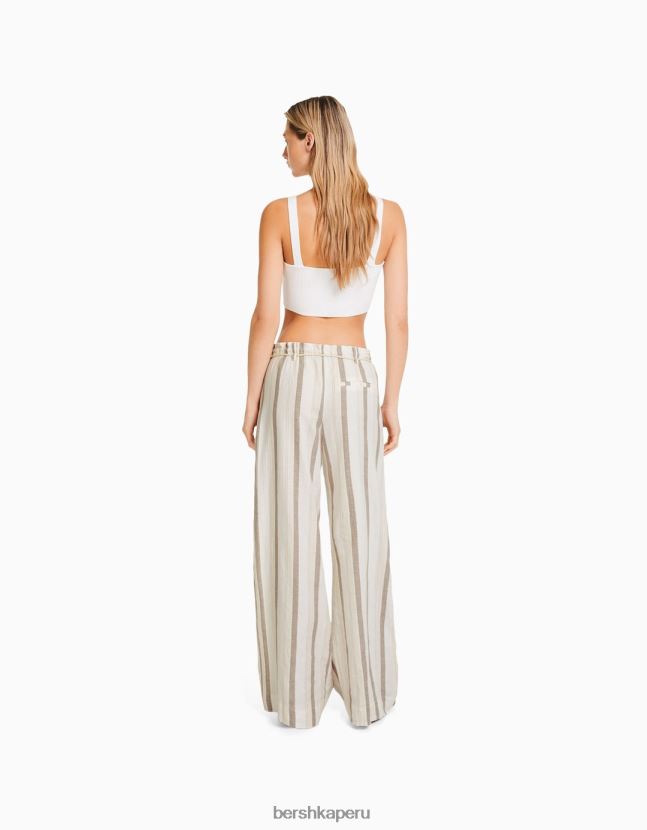 arena Bershka mujer pantalones paperbag de rayas rústicos con cordón 806J6B1427
