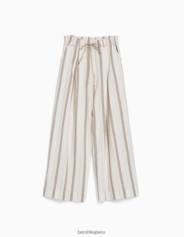 arena Bershka mujer pantalones paperbag de rayas rústicos con cordón 806J6B1427