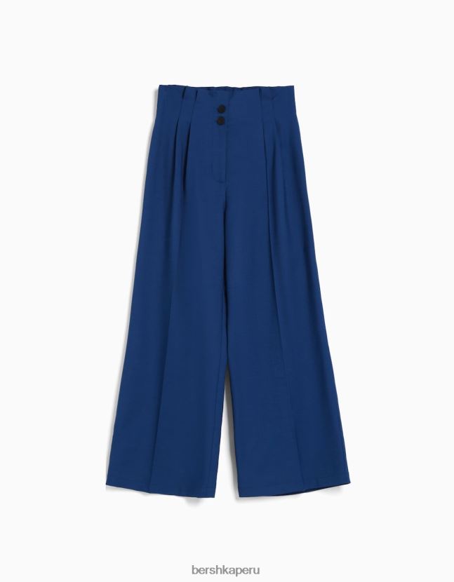 azul Bershka mujer pantalones rústicos de vestir anchos 806J6B1426