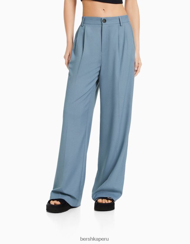 azul claro Bershka mujer pantalones de vestir dad-fit 806J6B1432