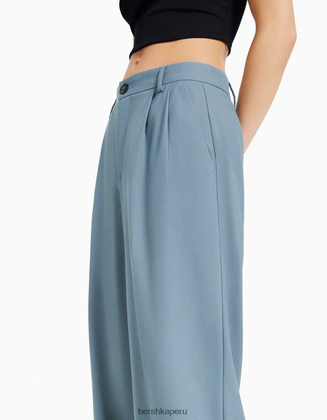 azul claro Bershka mujer pantalones de vestir dad-fit 806J6B1432