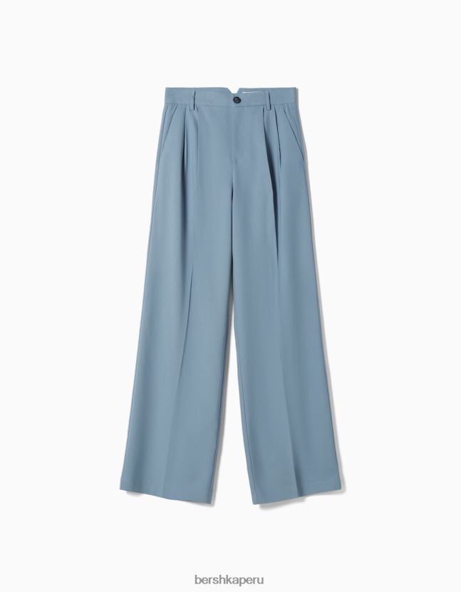 azul claro Bershka mujer pantalones de vestir dad-fit 806J6B1432
