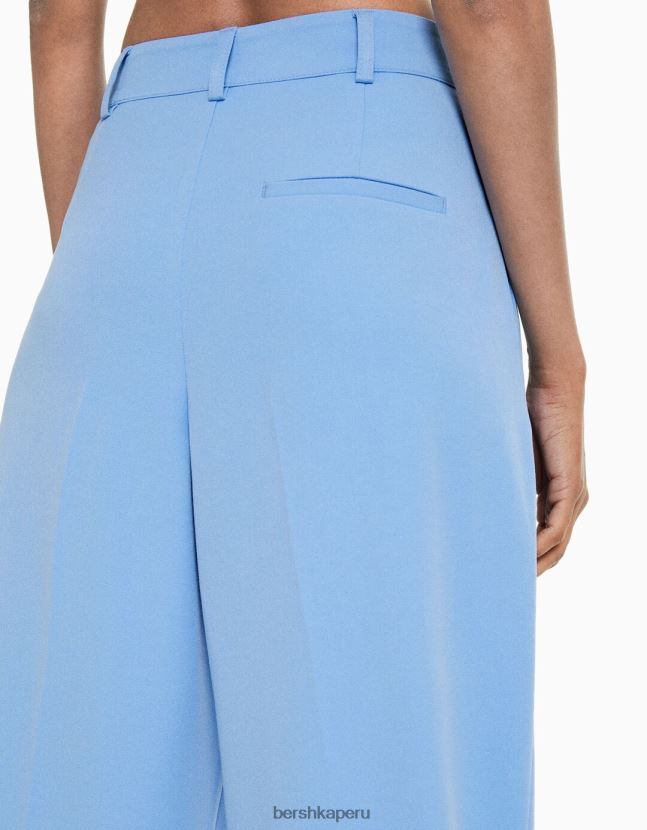 azul claro Bershka mujer pantalones de vestir rectos con pliegues 806J6B1420