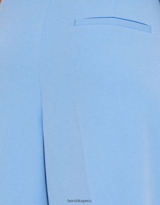 azul claro Bershka mujer pantalones de vestir rectos con pliegues 806J6B1420