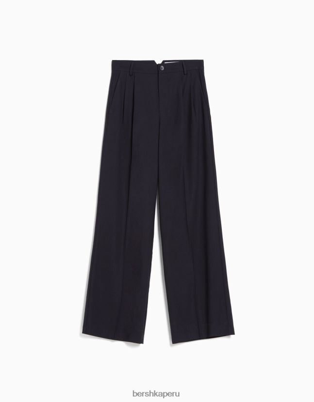 azul oscuro Bershka mujer pantalones de vestir dad-fit 806J6B1433