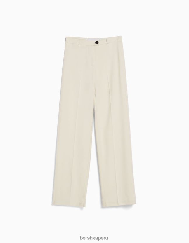 beige Bershka mujer pantalones de sastre anchos con trabillas 806J6B1454