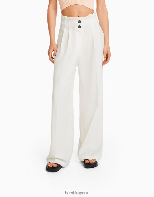 blanquecino Bershka mujer pantalones rústicos de vestir anchos 806J6B1425