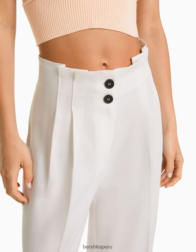 blanquecino Bershka mujer pantalones rústicos de vestir anchos 806J6B1425