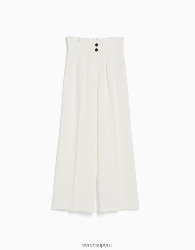 blanquecino Bershka mujer pantalones rústicos de vestir anchos 806J6B1425