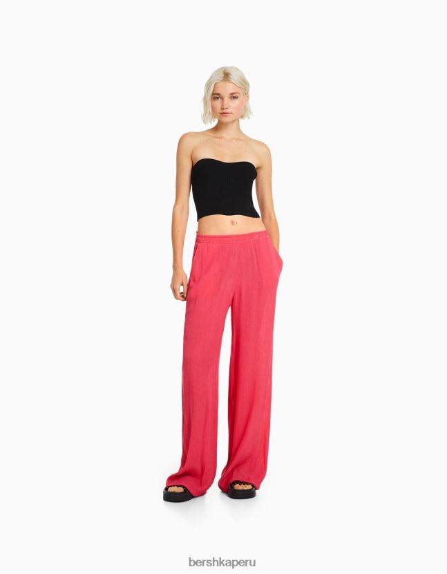 coral Bershka mujer pantalones anchos de crepé 806J6B1455