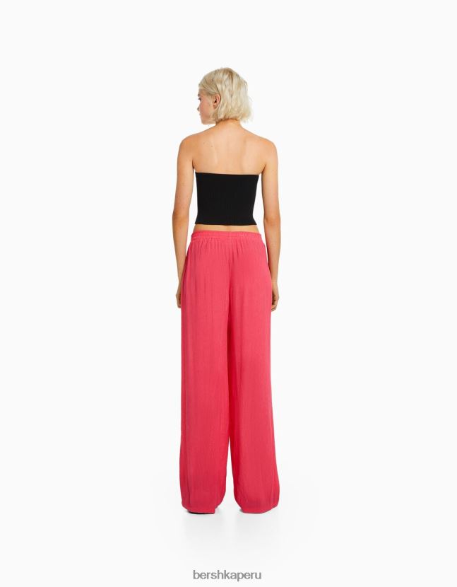 coral Bershka mujer pantalones anchos de crepé 806J6B1455