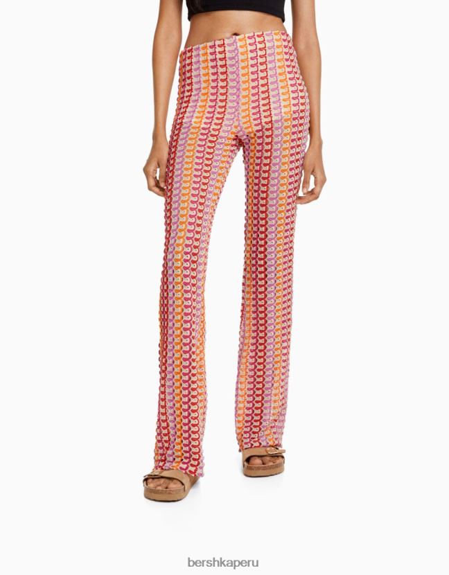 coral Bershka mujer pantalones de punto acampanados 806J6B1858