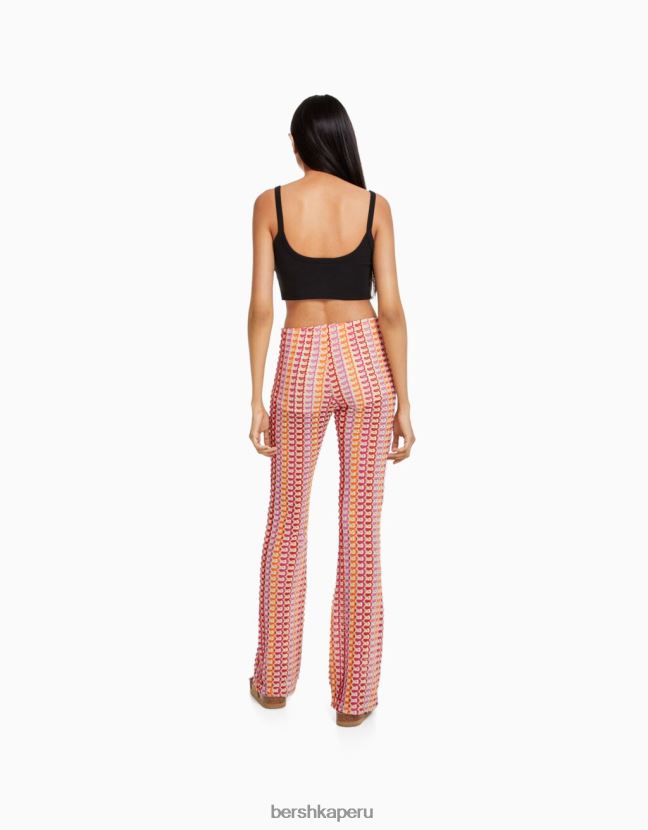 coral Bershka mujer pantalones de punto acampanados 806J6B1858
