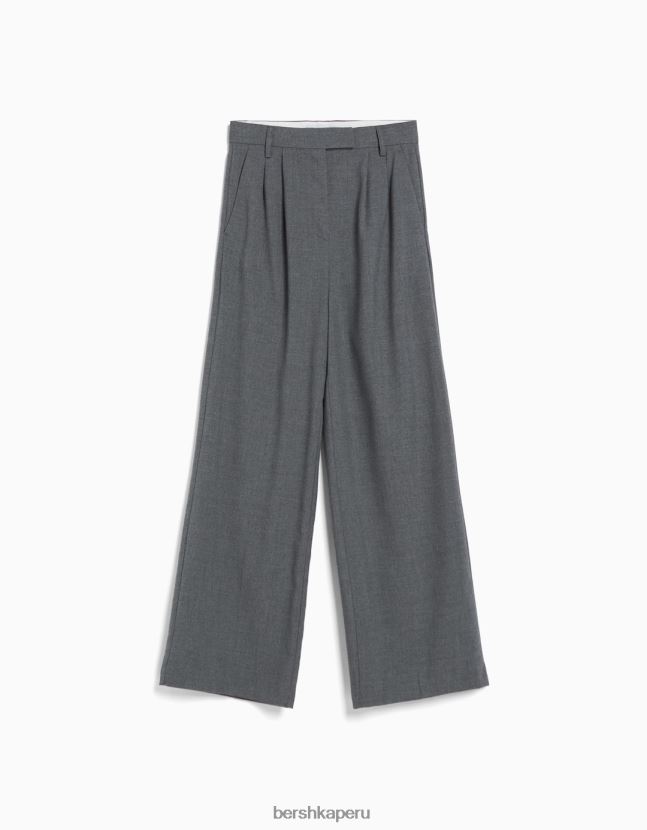 gris Bershka mujer pantalones de vestir dad fit de pernera ancha 806J6B1424