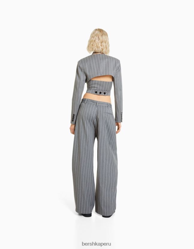 gris Bershka mujer pantalones de vestir holgados a rayas diplomáticas 806J6B1416