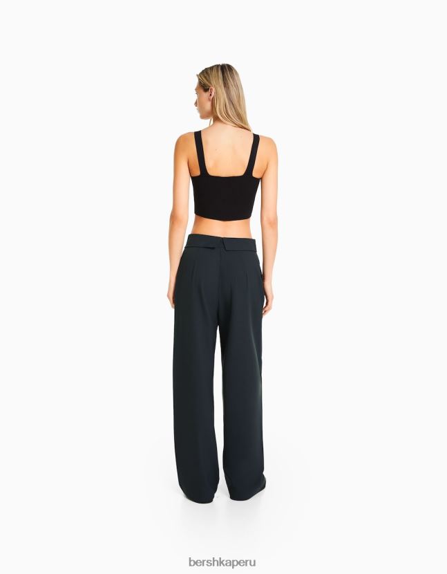 gris oscuro Bershka mujer pantalones de vestir con vuelta en la cintura 806J6B1429