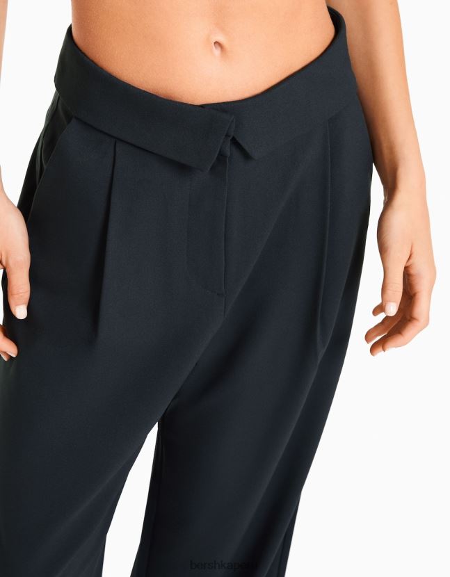 gris oscuro Bershka mujer pantalones de vestir con vuelta en la cintura 806J6B1429
