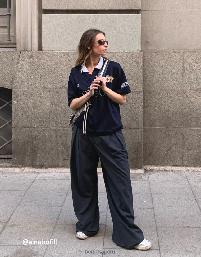 gris oscuro Bershka mujer pantalones de vestir con vuelta en la cintura 806J6B1429
