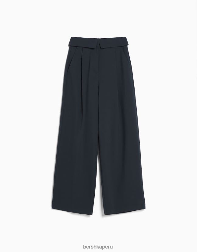 gris oscuro Bershka mujer pantalones de vestir con vuelta en la cintura 806J6B1429