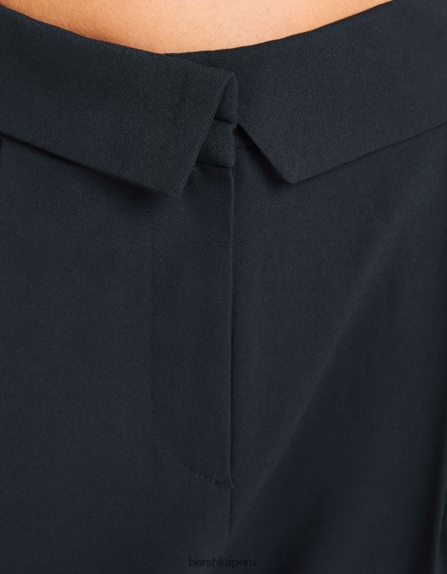 gris oscuro Bershka mujer pantalones de vestir con vuelta en la cintura 806J6B1429