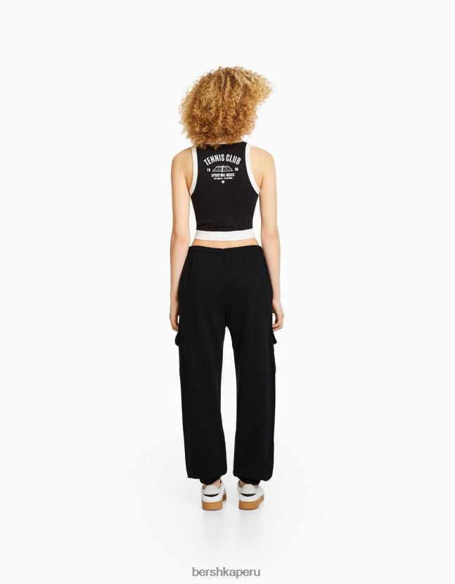 gris oscuro Bershka mujer pantalones deportivos con bolsillos 806J6B1483