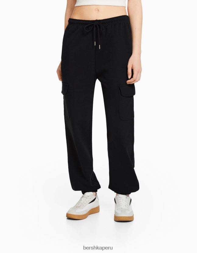gris oscuro Bershka mujer pantalones deportivos con bolsillos 806J6B1483